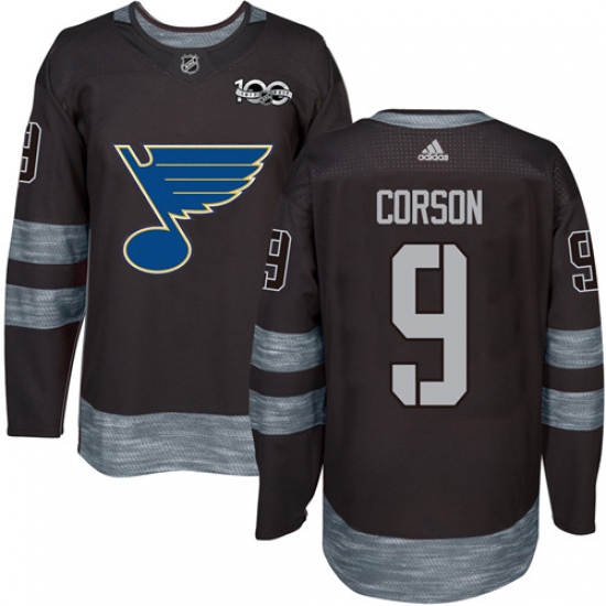 Men's Adidas St. Louis Blues #9 Shayne Corson Authentic Black 1917-2017 100th Anniversary NHL Jersey - Ujersey