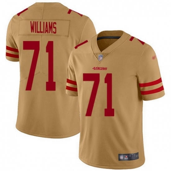 Men's San Francisco 49ers #71 Trent Williams Gold Anniversary Vapor Untouchable Limited Stitched Football Jersey - Ujersey