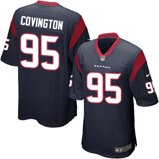 Men's Nike Houston Texans #95 Christian Covington Game Navy Blue Team Color NFL Jersey - Ujersey