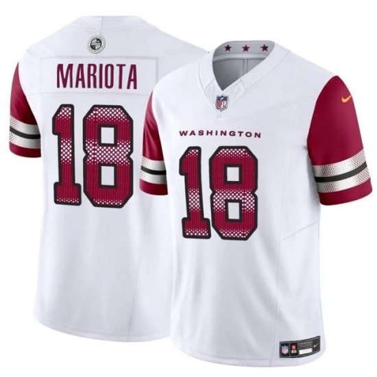Men's Washington Commanders #18 Marcus Mariota White 2024 F.U.S.E Vapor Limited Stitched Football Jersey - Ujersey