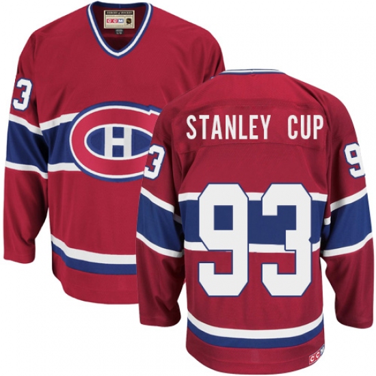 Men's CCM Montreal Canadiens #93 Stanley Cup Authentic Red Throwback NHL Jersey - Ujersey