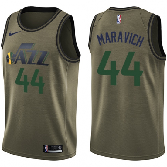 Men's Nike Utah Jazz #44 Pete Maravich Green Salute to Service NBA Swingman Jersey - Ujersey