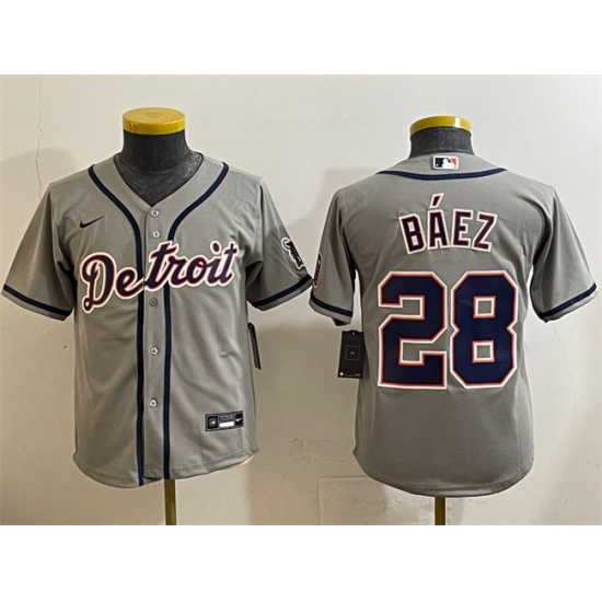 Youth Detroit Tigers #28 Javier Báez Gray Cool Base Stitched Baseball Jersey - Ujersey