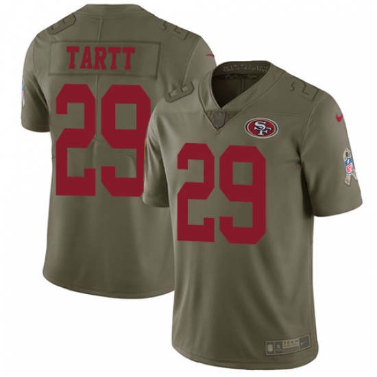 Men's Nike San Francisco 49ers #29 Jaquiski Tartt Limited Olive 2017 Salute to Service NFL Jersey - Ujersey