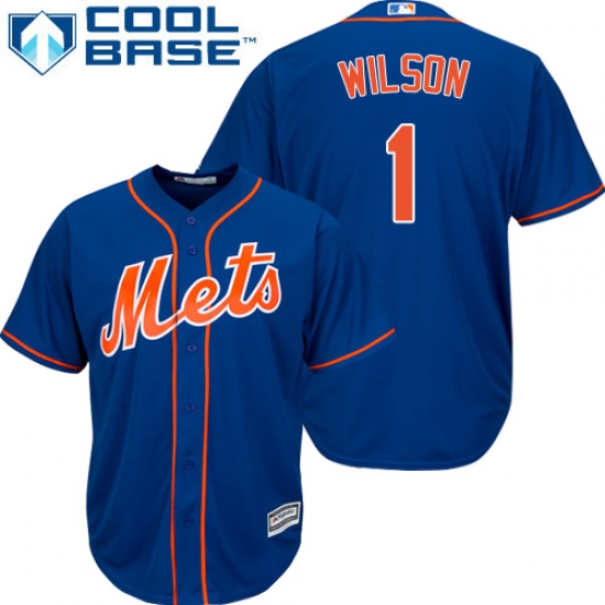 Men's Majestic New York Mets #1 Mookie Wilson Replica Royal Blue Alternate Home Cool Base MLB Jersey - Ujersey