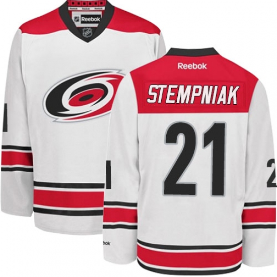 Youth Reebok Carolina Hurricanes #21 Lee Stempniak Authentic White Away NHL Jersey - Ujersey