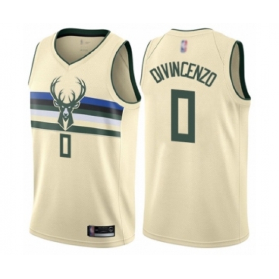 Youth Milwaukee Bucks #0 Donte DiVincenzo Swingman Cream Basketball Jersey - City Edition - Ujersey