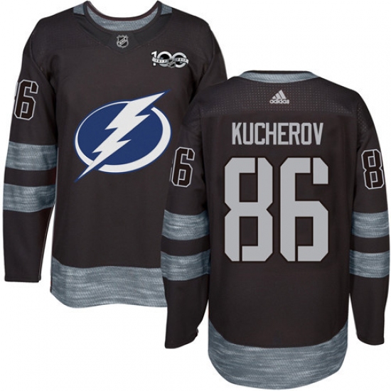 Men's Adidas Tampa Bay Lightning #86 Nikita Kucherov Authentic Black 1917-2017 100th Anniversary NHL Jersey - Ujersey