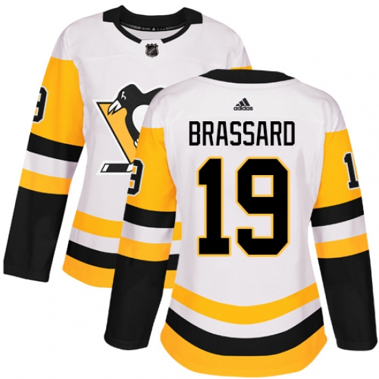 Women's Adidas Pittsburgh Penguins #19 Derick Brassard Authentic White Away NHL Jersey - Ujersey