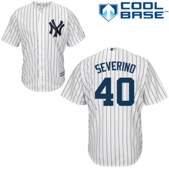 Men's Majestic New York Yankees #40 Luis Severino Replica White Home MLB Jersey - Ujersey