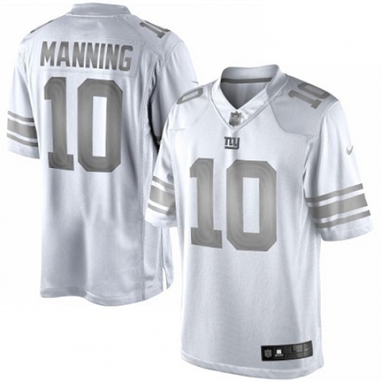 Men's Nike New York Giants #10 Eli Manning Limited White Platinum NFL Jersey - Ujersey