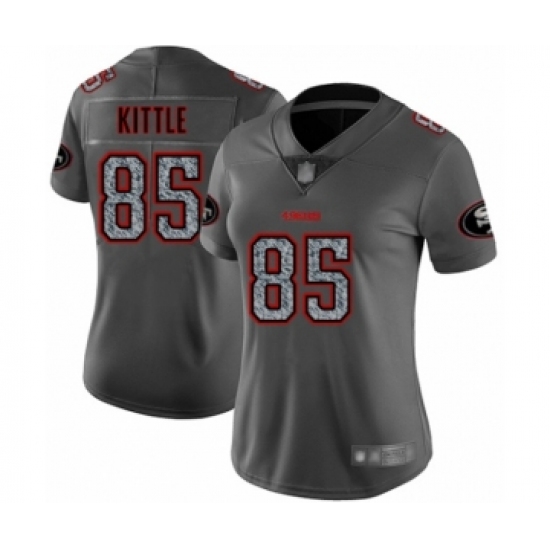 Women's San Francisco 49ers #85 George Kittle Limited Gray Static Fashion Football Jersey - Ujersey