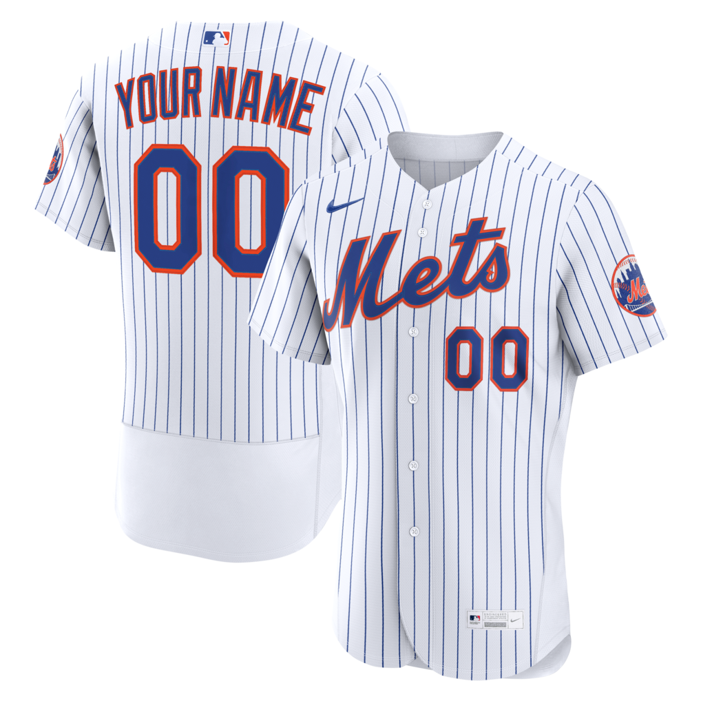 Men's New York Mets Nike White Home Authentic Custom Jersey - ujerseystore