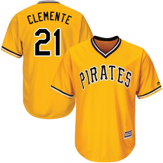 Men's Majestic Pittsburgh Pirates #21 Roberto Clemente Replica Gold Alternate Cool Base MLB Jersey - Ujersey