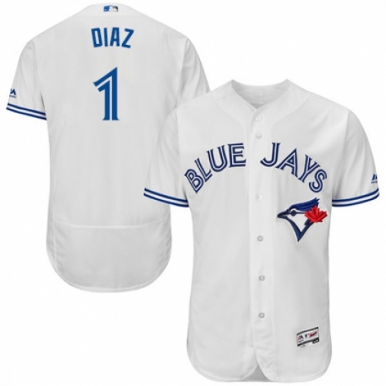 Men's Majestic Toronto Blue Jays #1 Aledmys Diaz White Home Flex Base Authentic Collection MLB Jersey - Ujersey