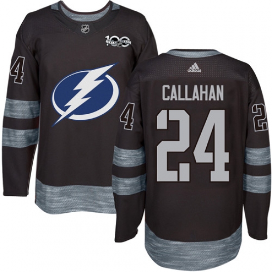 Men's Adidas Tampa Bay Lightning #24 Ryan Callahan Authentic Black 1917-2017 100th Anniversary NHL Jersey - Ujersey