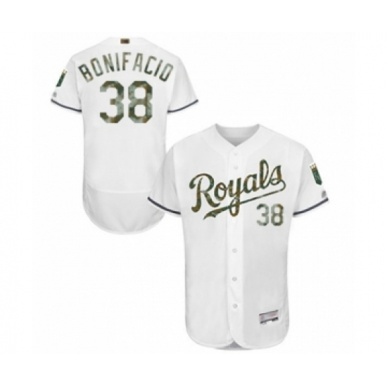 Men's Kansas City Royals #38 Jorge Bonifacio Authentic White 2016 Memorial Day Fashion Flex Base Baseball Player Jersey - Ujersey