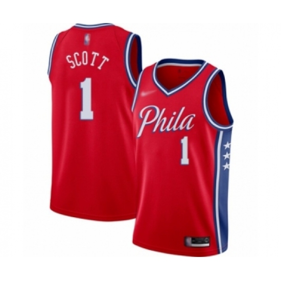 Men's Philadelphia 76ers #1 Mike Scott Authentic Red Finished Basketball Jersey - Statement Edition - Ujersey