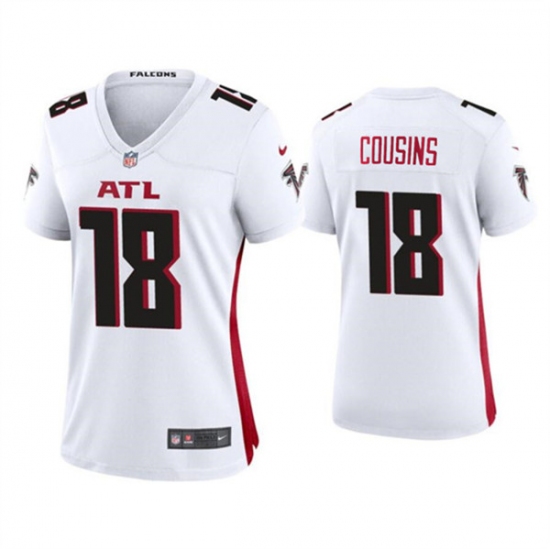Women's Atlanta Falcons #18 Kirk Cousins White Stitched Jersey(Run Small) - Ujersey