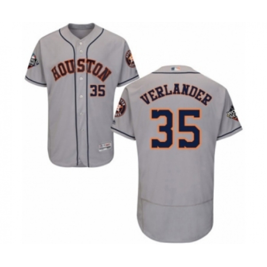 Men's Houston Astros #35 Justin Verlander Grey Road Flex Base Authentic Collection 2019 World Series Bound Baseball Jersey - Ujersey