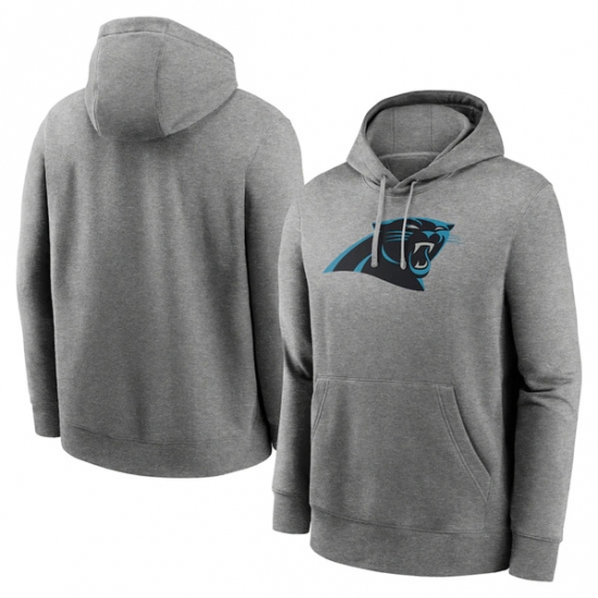 Men's Carolina Panthers Heather Gray Primary Logo Long Sleeve Hoodie - Ujersey