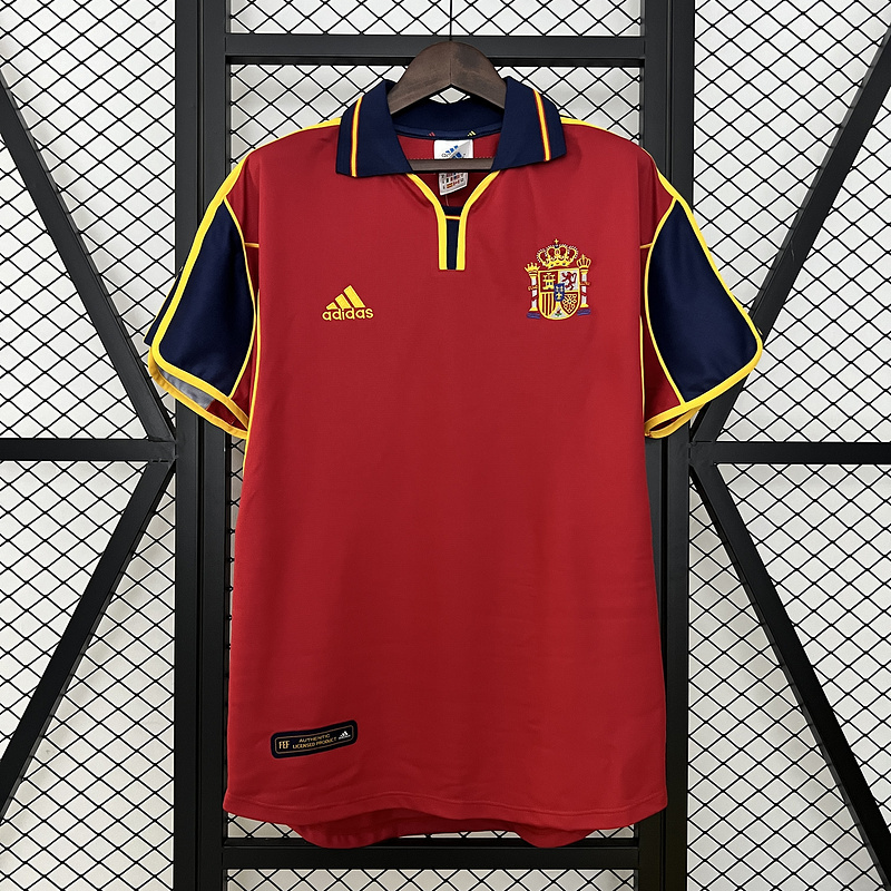 Spain Retro Soccer Jersey Home Custom Shirt 2000 - SUjersey01
