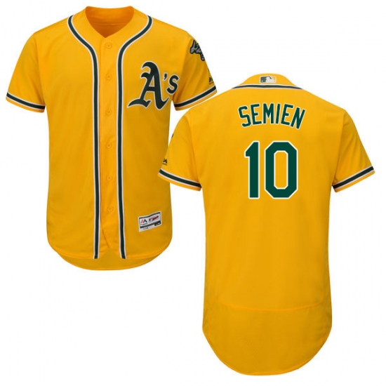 Men's Majestic Oakland Athletics #10 Marcus Semien Gold Alternate Flex Base Authentic Collection MLB Jersey - Ujersey