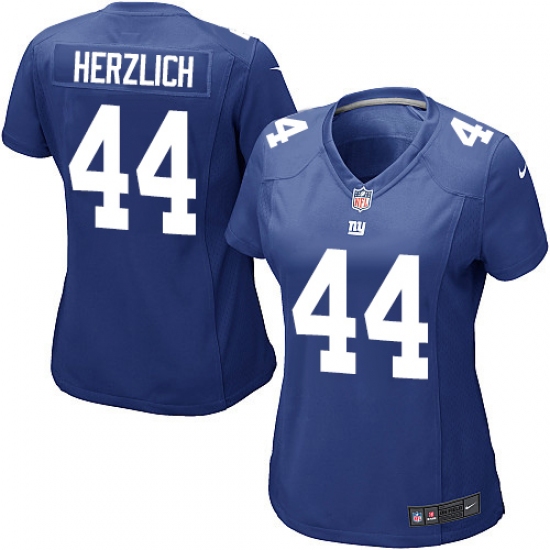 Women's Nike New York Giants #44 Mark Herzlich Game Royal Blue Team Color NFL Jersey - Ujersey