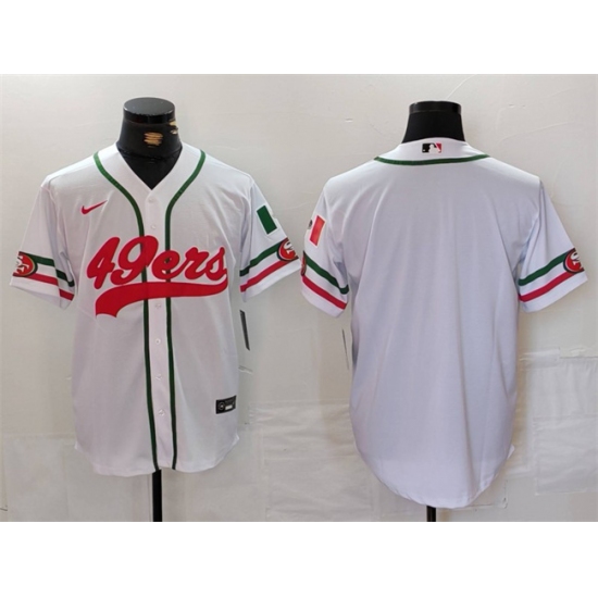 Men's San Francisco 49ers Blank White With Cool Base Stitched Baseball Jersey - Ujersey