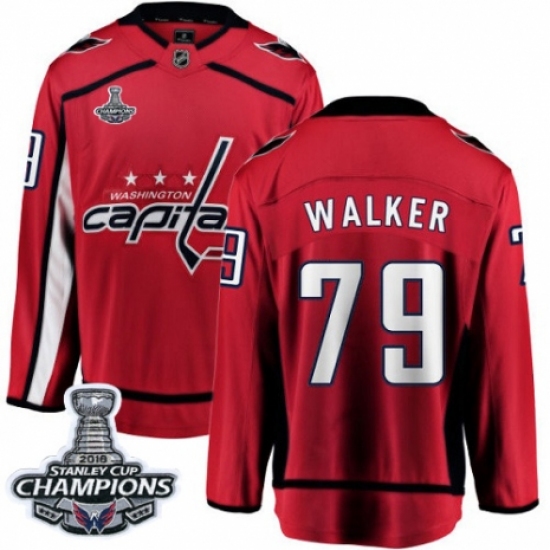 Men's Washington Capitals #79 Nathan Walker Fanatics Branded Red Home Breakaway 2018 Stanley Cup Final Champions NHL Jersey - Ujersey