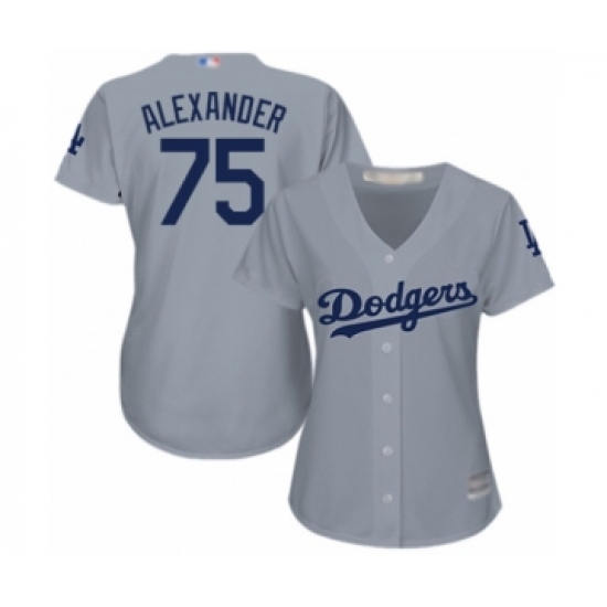 Women's Los Angeles Dodgers #75 Scott Alexander Authentic Grey Road Cool Base Baseball Player Jersey - Ujersey