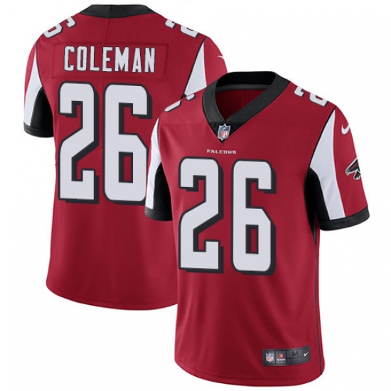 Men's Nike Atlanta Falcons #26 Tevin Coleman Red Team Color Vapor Untouchable Limited Player NFL Jersey - Ujersey