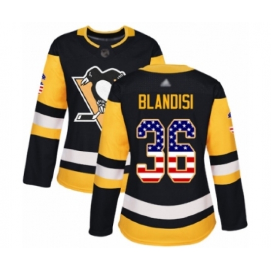Women's Pittsburgh Penguins #36 Joseph Blandisi Authentic Black USA Flag Fashion Hockey Jersey - Ujersey