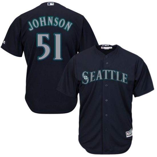 Men's Majestic Seattle Mariners #51 Randy Johnson Replica Navy Blue Alternate 2 Cool Base MLB Jersey - Ujersey