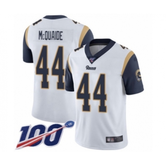 Men's Los Angeles Rams #44 Jacob McQuaide White Vapor Untouchable Limited Player 100th Season Football Jersey - Ujersey