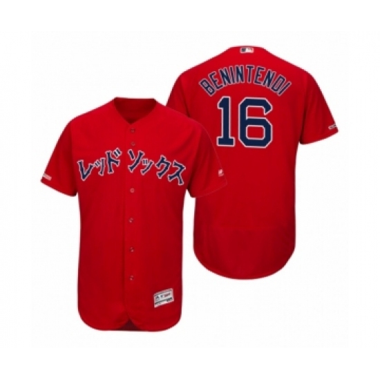 Men's 2019 Boston Red Sox #16 Asian Heritage Month Andrew Benintendi Red Japanese Flex Base Jersey - Ujersey