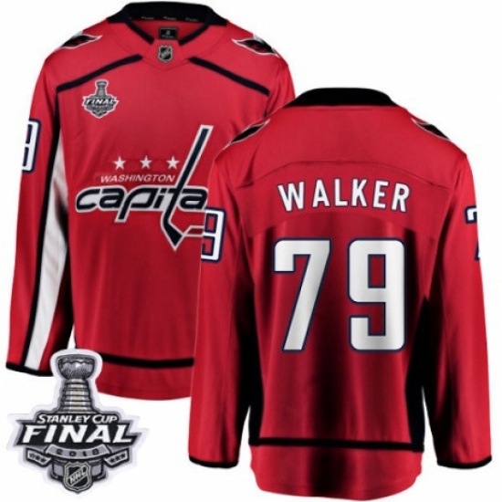 Men's Washington Capitals #79 Nathan Walker Fanatics Branded Red Home Breakaway 2018 Stanley Cup Final NHL Jersey - Ujersey