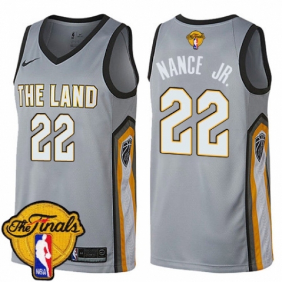 Youth Nike Cleveland Cavaliers #22 Larry Nance Jr. Swingman Gray 2018 NBA Finals Bound NBA Jersey - City Edition - Ujersey