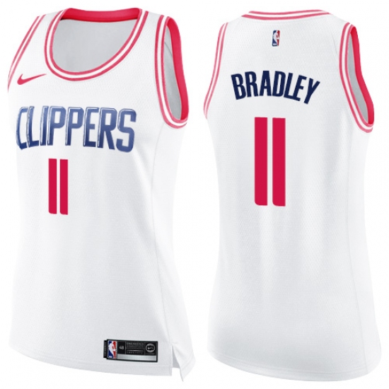Women's Nike Los Angeles Clippers #11 Avery Bradley Swingman White/Pink Fashion NBA Jersey