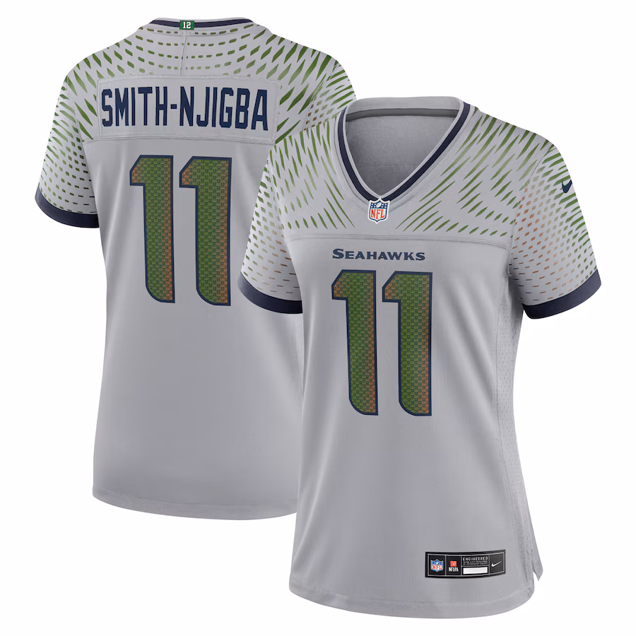 Women's Seattle Seahawks Jaxon Smith-Njigba Nike Wolf Gray 2025 Rivalries Collection Game Jersey - Ujersey
