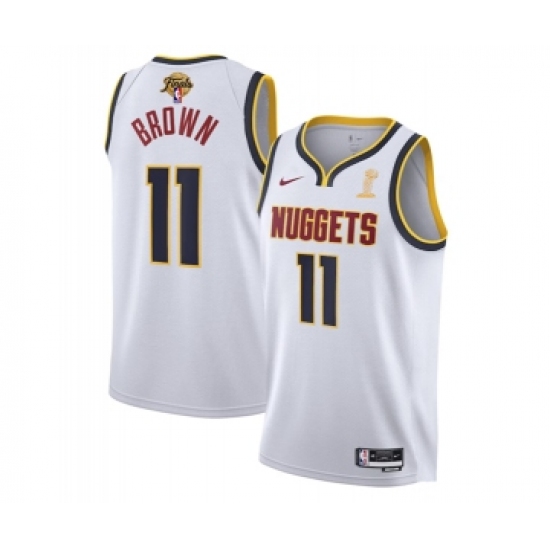 Men's Denver Nuggets #11 Bruce Brown White 2023 Finals Association Edition Stitched Basketball Jersey - Ujersey