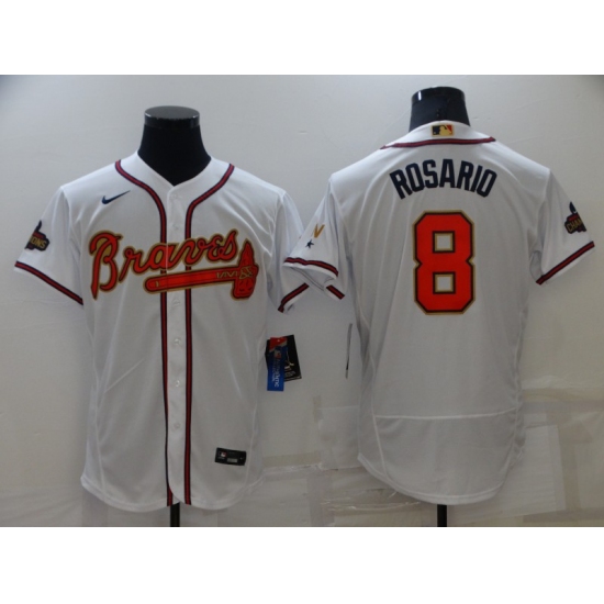 Men's Atlanta Braves #8 Eddie Rosario White 2022 Gold Program Authentic Player Jersey - Ujersey
