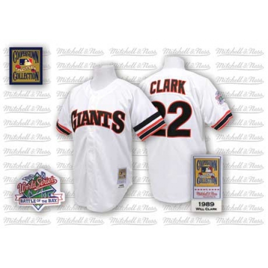 Men's Mitchell and Ness San Francisco Giants #22 Will Clark Replica White Throwback MLB Jersey - Ujersey