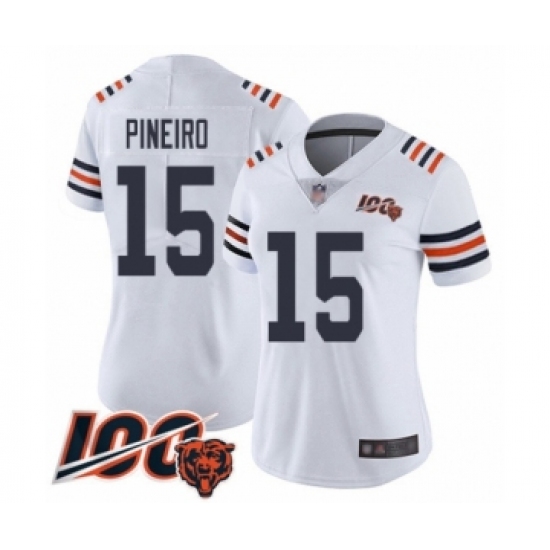 Women's Chicago Bears #15 Eddy Pineiro White 100th Season Limited Football Jersey - Ujersey