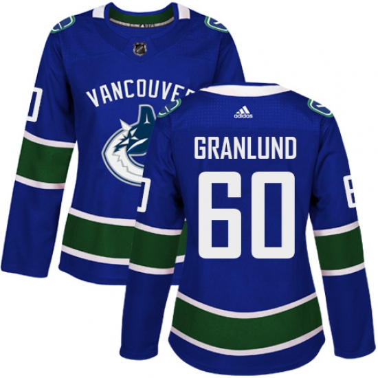 Women's Adidas Vancouver Canucks #60 Markus Granlund Authentic Blue Home NHL Jersey - Ujersey