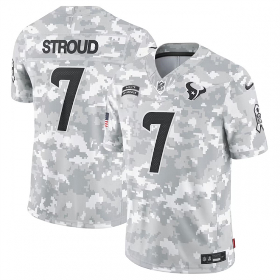 Men's Houston Texans #7 C.J. Stroud 2024 Arctic Camo Salute To Service Limited Stitched Football Jersey - Ujersey