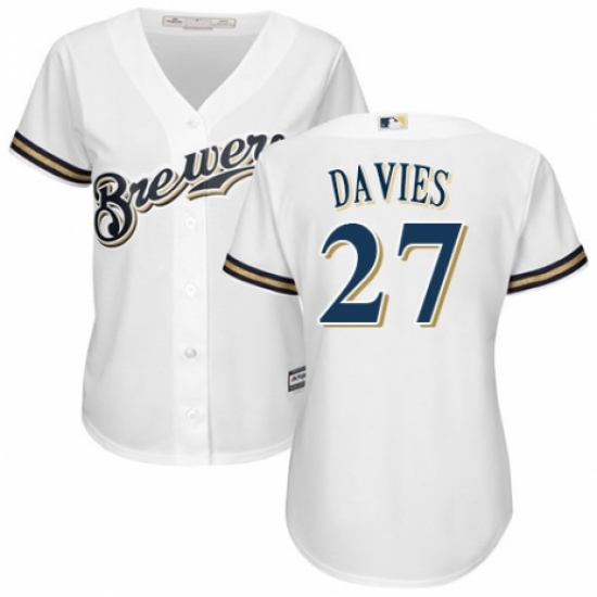 Women's Majestic Milwaukee Brewers #27 Zach Davies Authentic Navy Blue Alternate Cool Base MLB Jersey