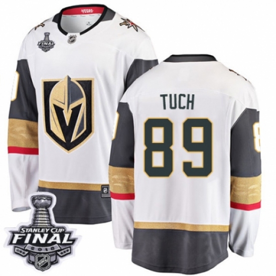 Men's Vegas Golden Knights #89 Alex Tuch Authentic White Away Fanatics Branded Breakaway 2018 Stanley Cup Final NHL Jersey - Ujersey