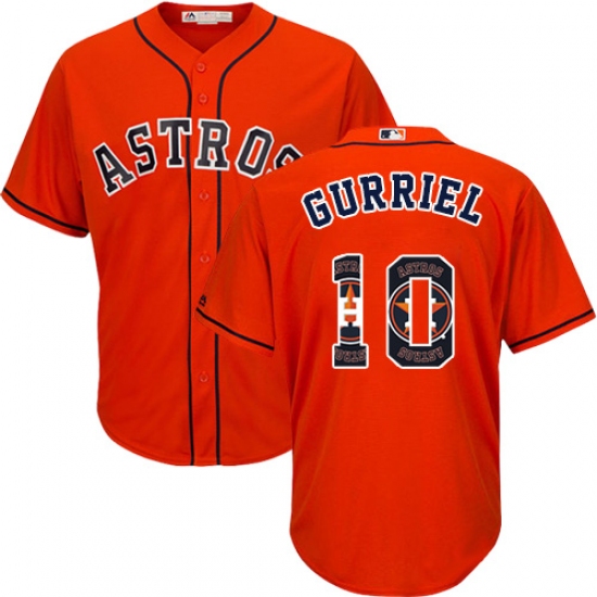 Men's Majestic Houston Astros #10 Yuli Gurriel Authentic Orange Team Logo Fashion Cool Base MLB Jersey - Ujersey
