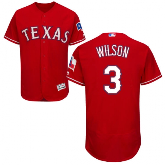 Men's Majestic Texas Rangers #3 Russell Wilson Red Alternate Flex Base Authentic Collection MLB Jersey - Ujersey